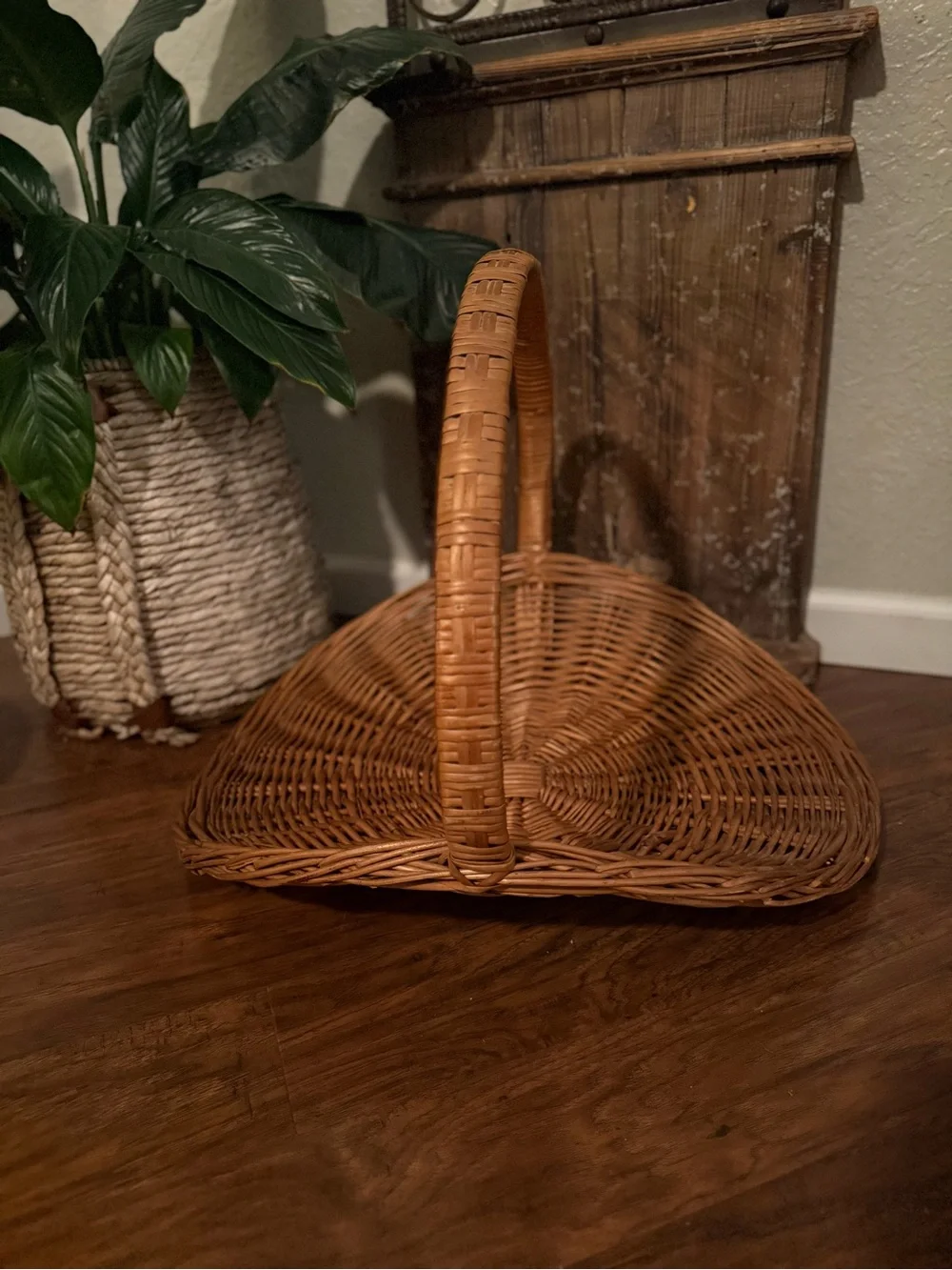 XL Vintage Wicker Flower Gathering Basket French Style 23”